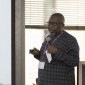 Nigerian journalist Dapo Olorunyomi giving a presentation at Northwestern University.