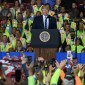 President Trump smiles during an event at the Shell Pennsylvania Petrochemicals Complex in Monaca, Pa., on Aug. 13. (Justin Merriman/Bloomberg News)
