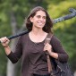 Kelsey Gradwohl with her field hockey stick.