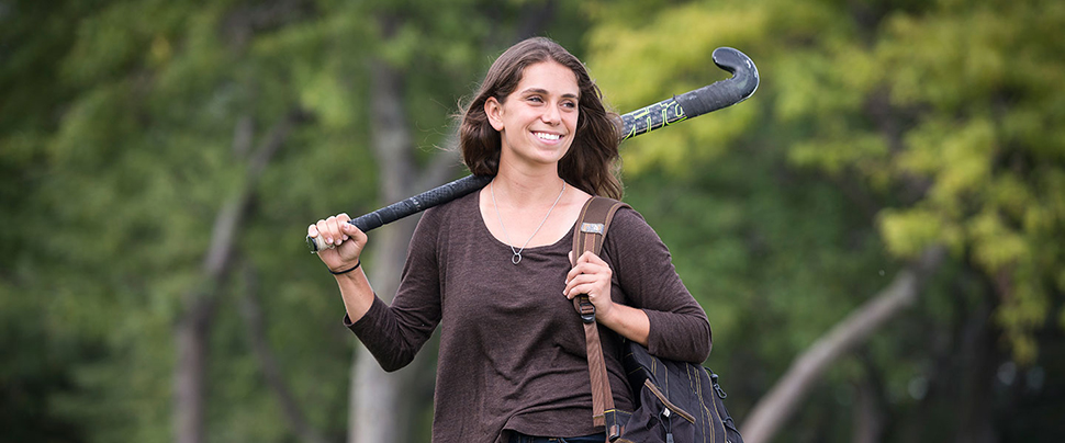 Kelsey Gradwohl with her field hockey stick.