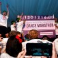 Students on stage at Dance Marathon.