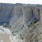 The layer cake of sedimentary rock near Big Bend, Texas, shows the alternating layers of shale and limestone characteristic of the rock laid down at the bottom of a shallow ocean during the late Cretaceous period. 