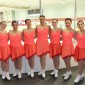 Northwestern senior Rocio Mendez-Rozo (far right) poses with other members of the Purple Line on January 14 at the Synchro Illinois competition at Oak Lawn Ice Arena in Oak Lawn, Illinois. The team earned silver.