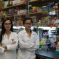 Twin sisters Andrea (left) and Anne d'Aquino in the Silverman Hall laboratory