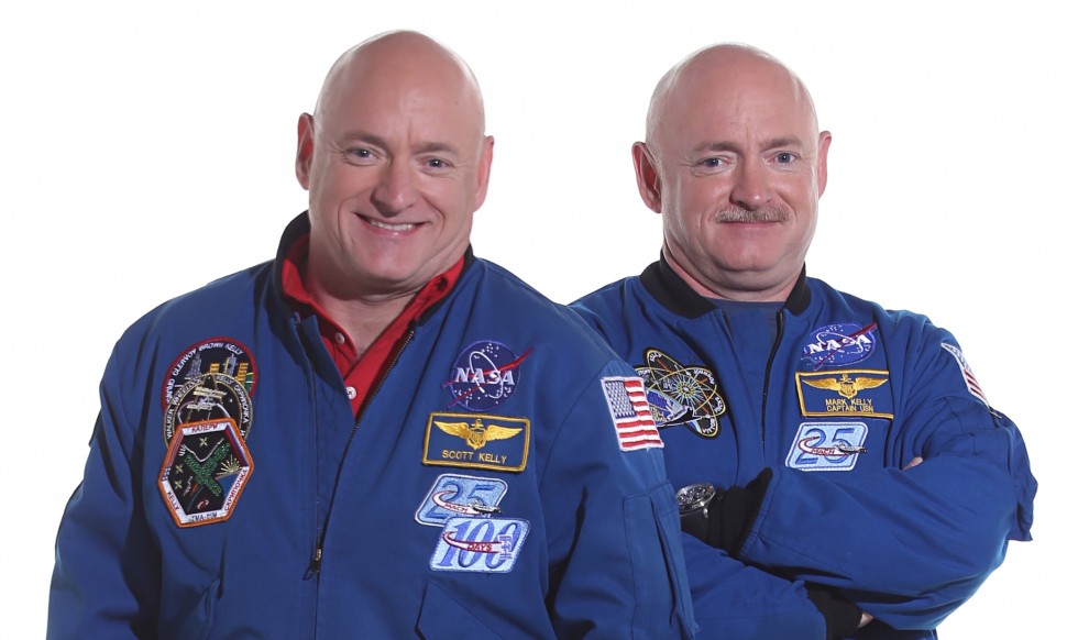 Identical twins Scott (left) and Mark Kelly. For a unique NASA study of how living in space affects the human body, Scott spent a year in space while Mark remained on Earth.