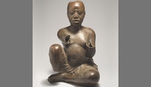Seated Figure, Possibly Ife, Tada,  Nigeria, Late 13th-14th century, Copper with traces of arsenic, lead, and tin, H. 54 cm, Nigerian National Commission for Museums and Monuments, 79.R18, Image courtesy of National Commission for Museums and Monuments, Abuja, Nigeria. 