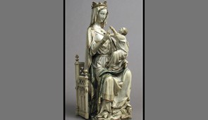 Virgin and Child, ca. 1275–1300, France, Ivory with paint, 14 1/2 × 6 1/2 × 5 in. (36.8 × 16.5 × 12.7 cm), Metropolitan Museum of Art Gift of J. Pierpont Morgan, 1917, 17.190.295