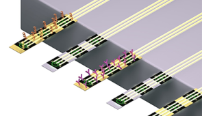 Five microcantilevers with probe molecules are ready to receive sample molecules.