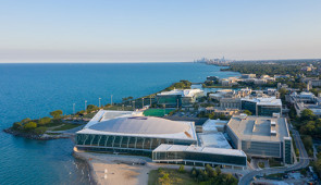 Northwestern University's Evanston campus, looking toward Chicago