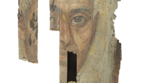 Mummy portrait (of an older man), wood, from Tebtunis, Fayum. Courtesy of the Phoebe A. Hearst Museum of Anthropology and the Regents of the University of California. (6-21380)