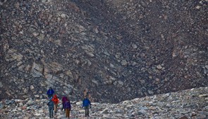 The Northwestern team hikes in northwest Greenland.
Credit: Alex P. Taylor