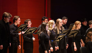 Bienen Contemporary/Early Music Ensemble (BCE), under conductor Donald Nally, performs Ted Hearne's cantata "Song from the Bench" on Feb. 3. Andrew Megill conducts BCE in a program of Lenten music on Feb. 18. Photo by Ari Sloss. 