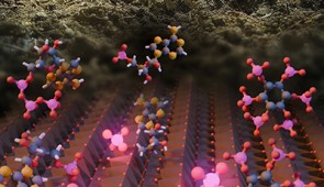 Illustration of phosphorus cleavage from different biomolecules on the surface of natural iron oxide particles. Iron oxides in soils and sediments can catalyze phosphorus cleavage from organic matter at a rate similar to soil enzymes.