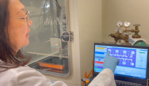 Senior study author Julie Kim, professor of obstetrics and gynecology at Northwestern University Feinberg School of Medicine, explains how Lattice works. (Credit: Northwestern University)