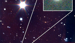 Full image showing where the explosion (red circle) occurred in a dwarf galaxy.
