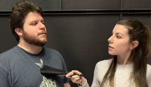 Bienen students Daniel Fleming and Megan Fleishmann rehearse for "Die Fledermaus." The production runs Feb. 27 to March 1 at Cahn Auditorium. 