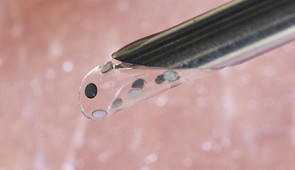 The sticker is so small that it can fit (rolled up) inside of a syringe to be injected non-invasively
