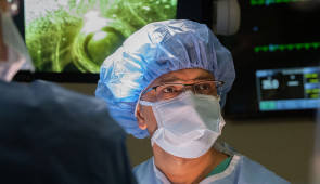 Dr. Ankit Bharat operates on a lung cancer patient.