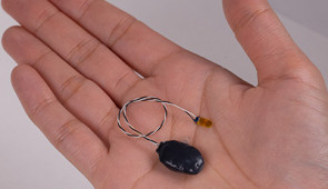 Full system, with sensor and electronics, in a hand.