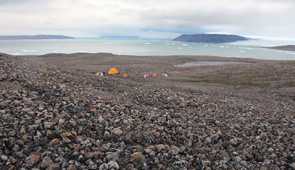The Northwestern team sets up camp in northwest Greenland.
Credit: Yarrow Axford