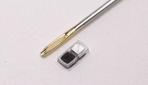 The world’s smallest pacemaker (shown here next to the eye of a sewing needle for scale) is particularly suited to the small, fragile hearts of newborn babies with congenital heart defects. After pacing is no longer needed, the device dissolves inside the body, bypassing the need for a second surgery.