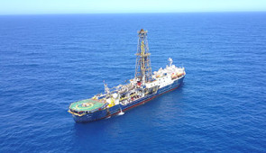 A drone photo of the JOIDES Resolution ship in the Mentelle Basin. Credit: Gabriel Tagliaro, University Sao Paulo