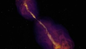 Jet piercing through the stellar layers of a dying star.