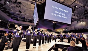 The Northwestern University Marching Band performs at the public launch of the “We Will” Campaign in Evanston, 2014.

Photo credit: Bruce Powell