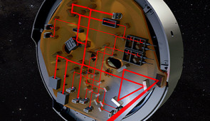 Artist's impression of LISA's optical bench interferometer. Credit: AEI/MM/exozet