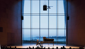 Nelson Freire performs in the Mary B. Galvin Recital Hall, a 400-seat auditorium within the Patrick G. and Shirley W. Ryan Center for the Musical Arts, with a glass rear wall looking out over Lake Michigan, as part of the Skyline Piano Artist Series.

Photo credit: Todd Rosenberg Photography