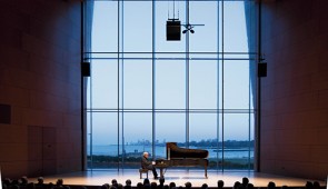 Nelson Freire performs in the Mary B. Galvin Recital Hall, a 400-seat auditorium within the Patrick G. and Shirley W. Ryan Center for the Musical Arts, with a glass rear wall looking out over Lake Michigan, as part of the Skyline Piano Artist Series.

Photo credit: Todd Rosenberg Photography