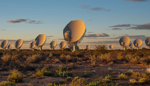 Cluster of MeerKAT telescopes in South Africa. 

Credit: SARAO