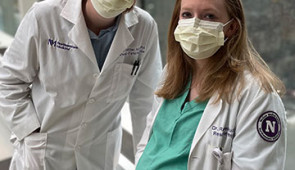 Study co-authors Dr. Emily Miller (left) and Dr. Rachel Ruderman (right) on the Northwestern University Chicago campus on March 30, 2022. (Credit: Northwestern University)