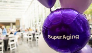 A balloon at a SuperAger event celebrating 25 years of the program at Northwestern University. (Credit: Teresa Crawford)