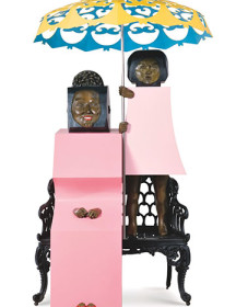 Marisol Escobar (known as Marisol), Mi mamá y yo(My Mother and I), 1968. Steel and aluminum, 79.75 x 56.5 x 55.75 inches (202.56 x 143.51 x 141.6 cm). Collection of Albright-Knox Art Gallery, Buffalo, New York. Bequest of Marisol, 2016. © 2018 Estate of Marisol. Licensed by Artists Rights Society (ARS), New York, New York.