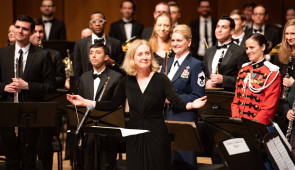 Mallory Thompson directed the Symphonic Wind Ensemble, Northwestern’s most selective wind ensemble. Photo Credit: Robinson Johnson