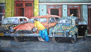 Taxi Rank.31 x 18 inch.Mixed Media {Newspaper Collage} on Canvas
