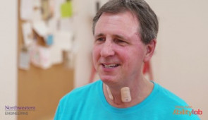 The throat sensor is designed to minimize irritation on sensitive skin. It measures patients' swallowing ability and patterns of speech.
