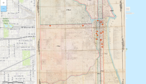 Map of known Underground Railroad stops in Chicago. 
Credit: Matthew Taylor. City of Chicago, Esri Canada, Esri, HERE, Garmin, GeoTechnologies, Inc., USGS, METI/NASA, EPA, USDA | Harvard Library, Wikimedia Commons.
