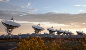 The Very Large Array (VLA) in New Mexico. With its ability to see far into the Southern sky, the VLA was a key instrument for NANOGrav pulsar timing. Credit: NRAO/AUI/NSF