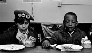 Bev Grant (American, born 1942) Black Panther Party Free Breakfast Program, Harlem, New York, Spring 1969, 1969. Gelatin silver print. Mary and Leigh Block Museum of Art, Northwestern University, Irwin and Andra S. Press Collection Endowment Fund purchase, 2023.4.11.