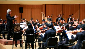 The Northwestern University Chamber Orchestra, under the direction of Robert G. Hasty, performs Bolcom's Symphony No. 1 April 28, 7:30 p.m. Photo by Jay Townsel.