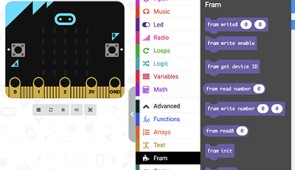 Battery-free MakeCode is an easy-to-use visual platform. Users simply drag and drop pre-written blocks of code to build games and program devices.