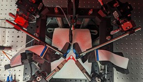 Photo of the experimental setup from above. Credit: Daniel Dombeck/Northwestern University