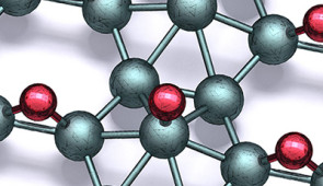 In this image, the teal balls represent boron and the red is hydrogen.