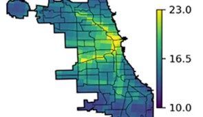 Chicago geography and simulated pollutants.