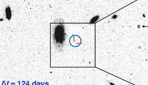 Optical image from the Hubble Space Telescope with text. The field of GRB211211A. Credit: Nature/Rastinejad et al. (2002)