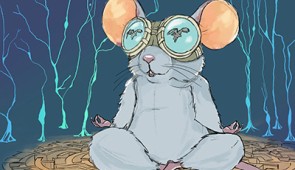 An artist's interpretation of a cartoon mouse wearing VR goggles. Credit: @rita