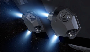 Artist's impression of Micronewton thrusters used on an LISA satellite. Credit: AEI/MM/exozet