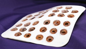 An open view of the patch, showing its 32 actuators embedded in soft silicone.